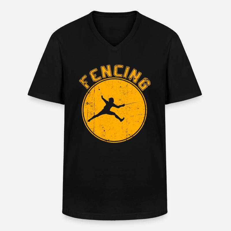 Fechten - Männer-T-Shirt mit V-Ausschnitt - Schwarz