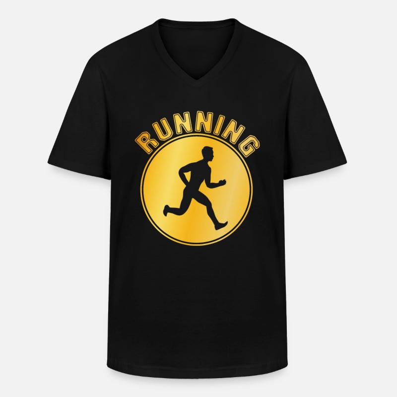 Joggen - Männer-T-Shirt mit V-Ausschnitt - Schwarz