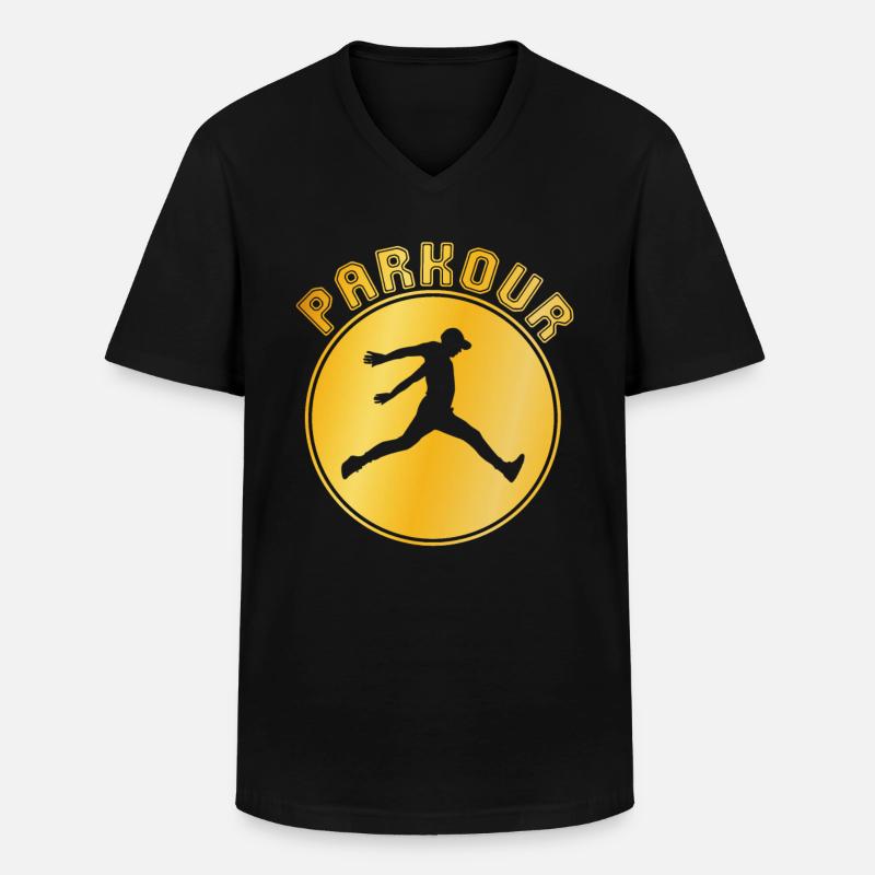 Parkour - Männer-T-Shirt mit V-Ausschnitt - Schwarz