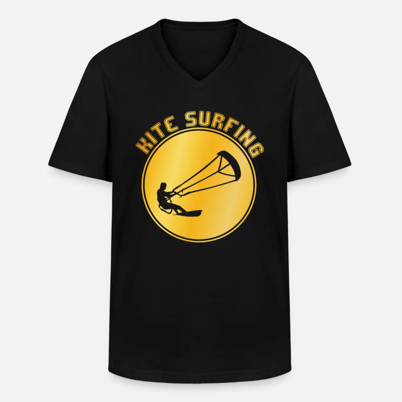 Kite surfen - Männer-T-Shirt mit V-Ausschnitt - Schwarz