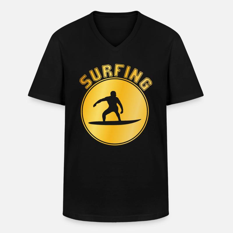 Surfen - Männer-T-Shirt mit V-Ausschnitt - Schwarz