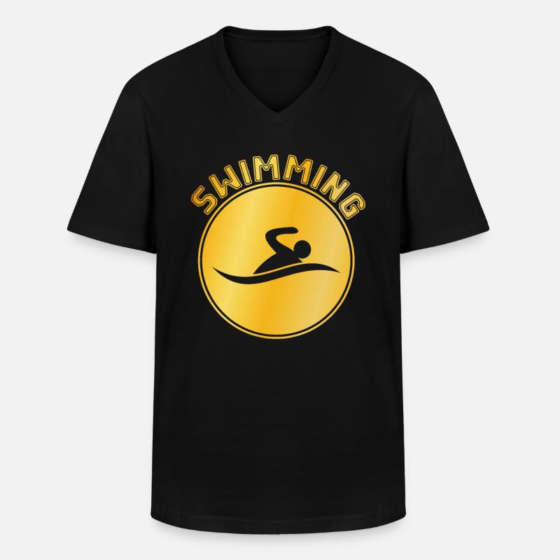 Schwimmen - Männer-T-Shirt mit V-Ausschnitt - Schwarz