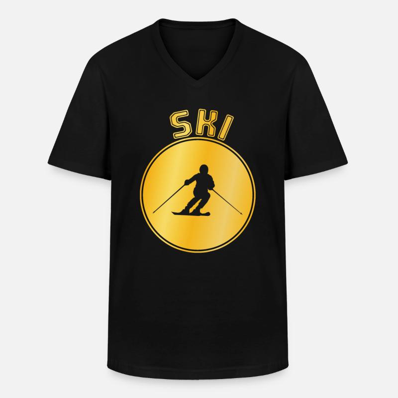 Ski - T-shirt col V Homme - noir