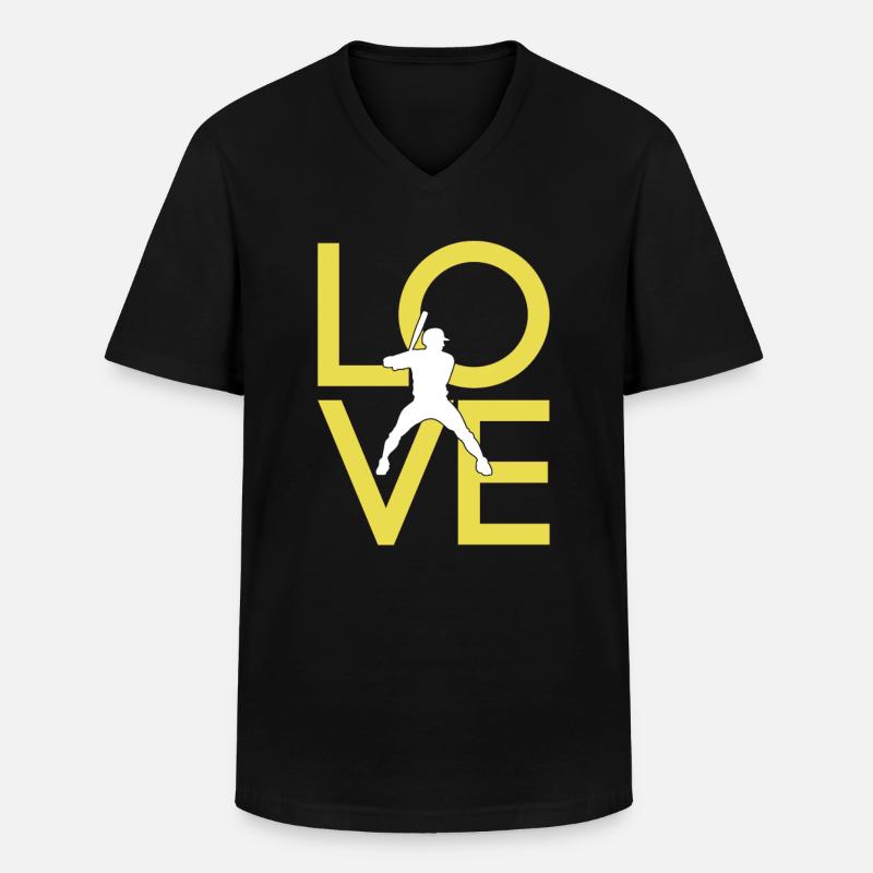 Baseball - Männer-T-Shirt mit V-Ausschnitt - Schwarz