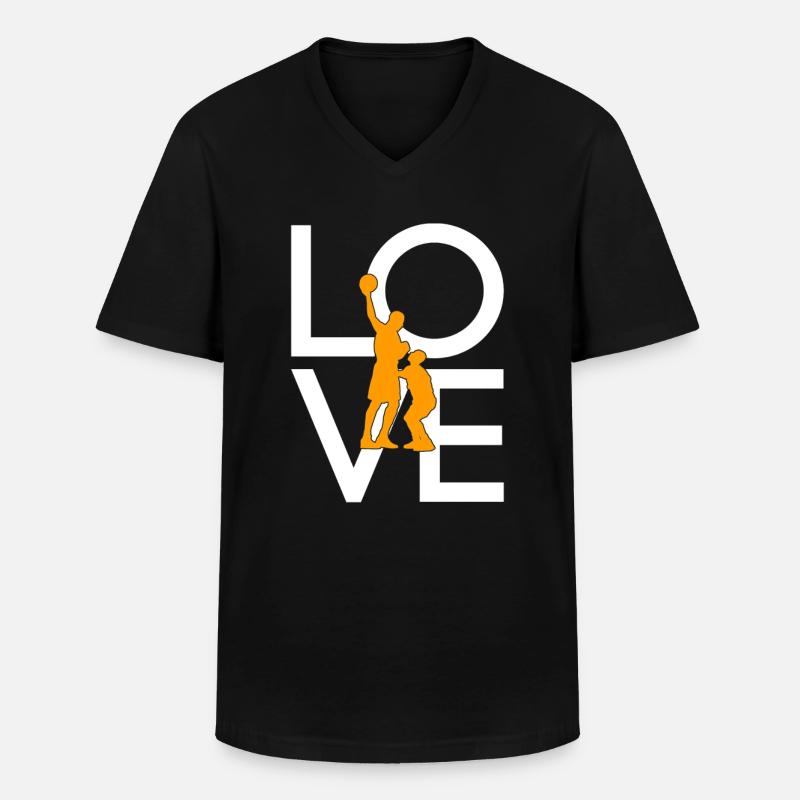 Basketball - Männer-T-Shirt mit V-Ausschnitt - Schwarz