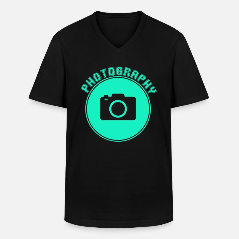 Fotografie - Männer-T-Shirt mit V-Ausschnitt - Schwarz