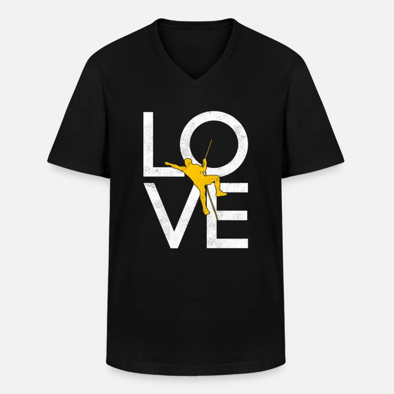 Klettern - Männer-T-Shirt mit V-Ausschnitt - Schwarz