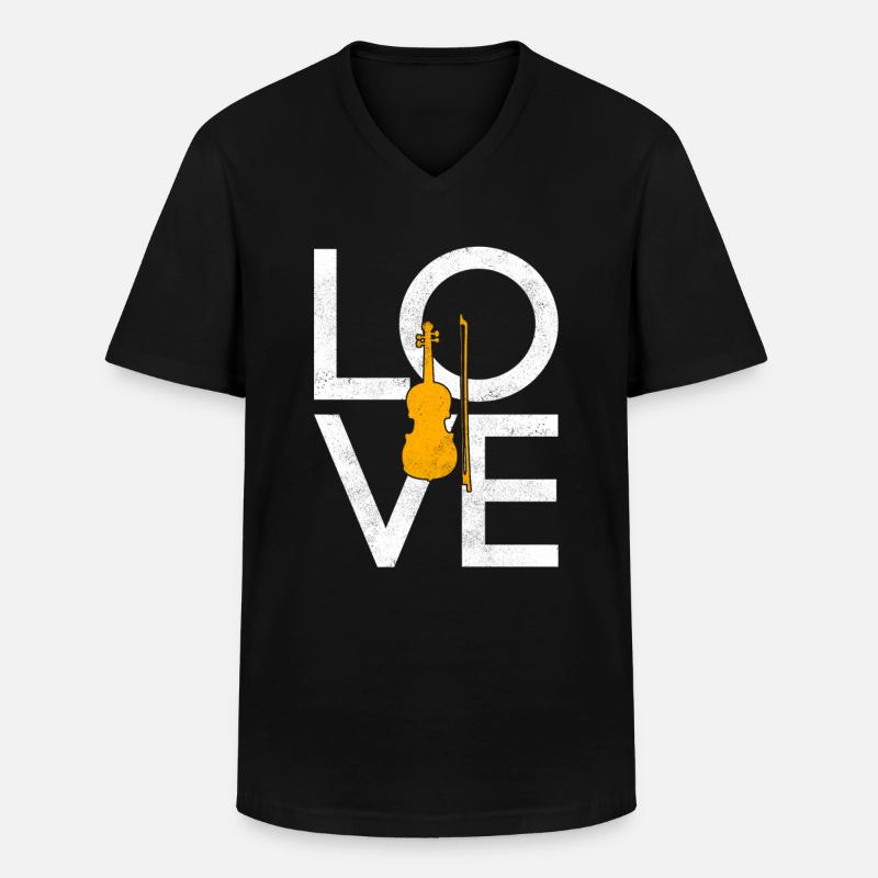 Geige - Männer-T-Shirt mit V-Ausschnitt - Schwarz