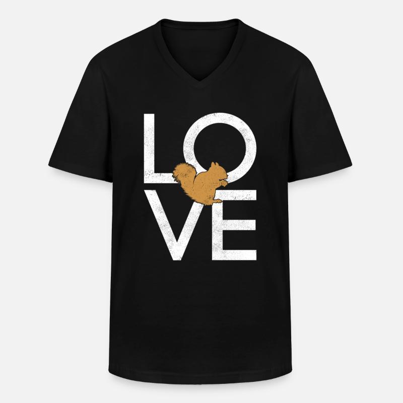 Écureuil - T-shirt col V Homme - noir