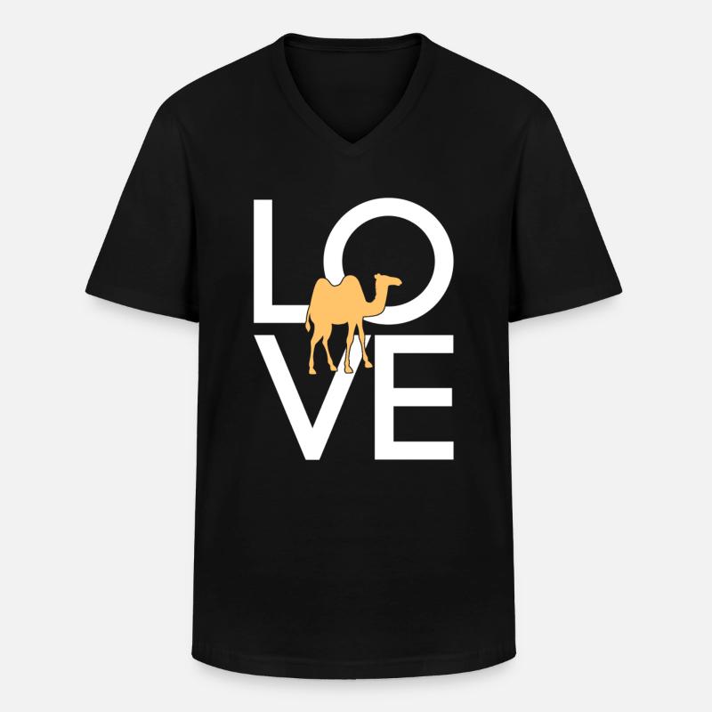 Kamel - Männer-T-Shirt mit V-Ausschnitt - Schwarz