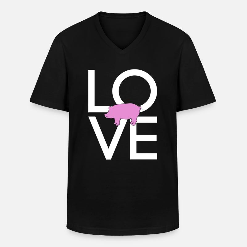 Schwein - Männer-T-Shirt mit V-Ausschnitt - Schwarz