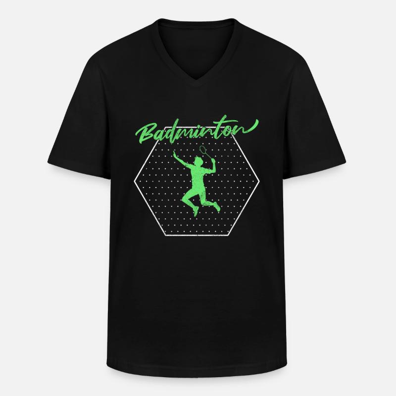 Badminton - Männer-T-Shirt mit V-Ausschnitt - Schwarz
