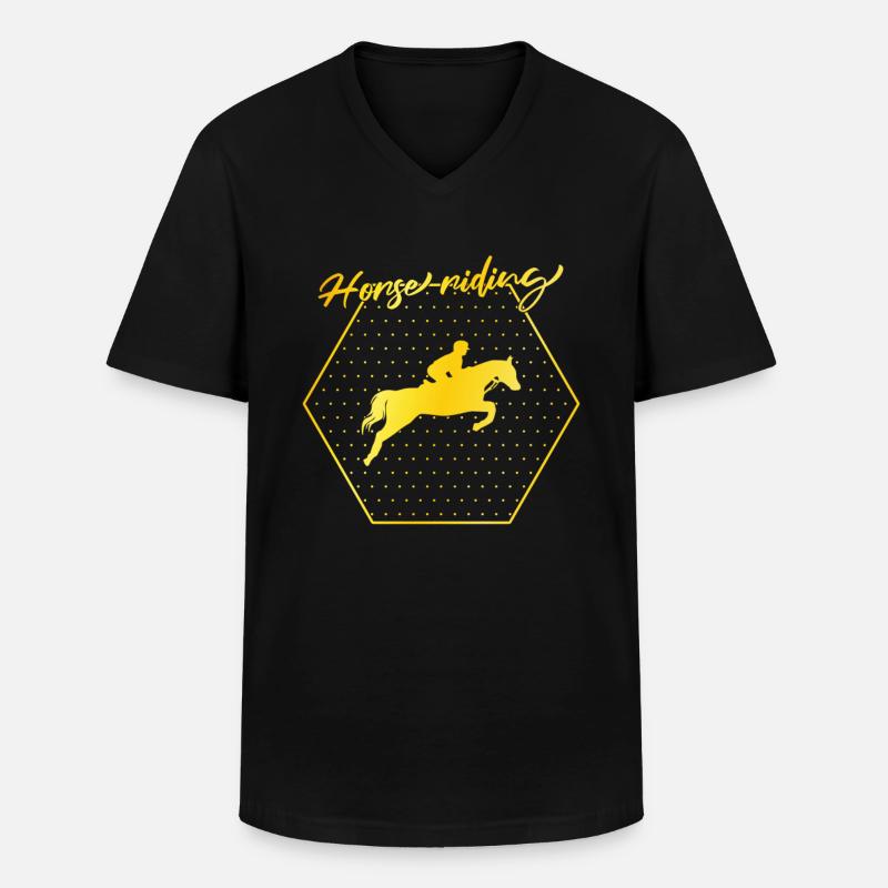Pferde reiten - Männer-T-Shirt mit V-Ausschnitt - Schwarz