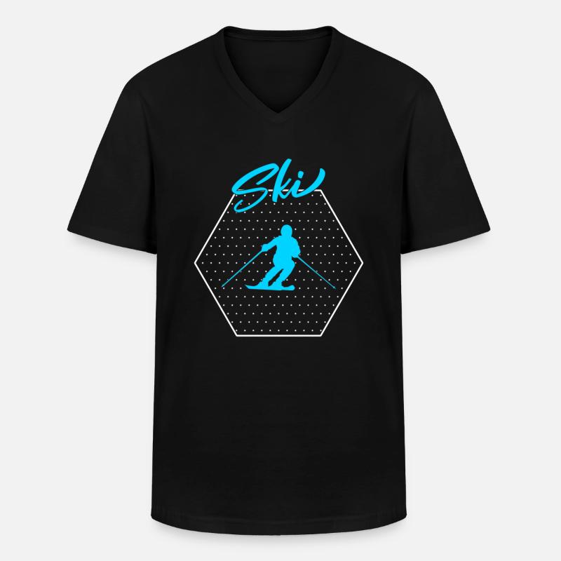 Ski - Männer-T-Shirt mit V-Ausschnitt - Schwarz