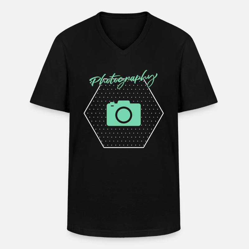 Fotografie - Männer-T-Shirt mit V-Ausschnitt - Schwarz