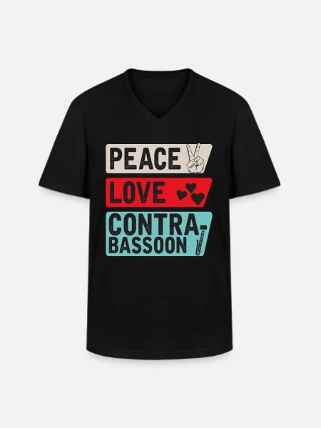 Peace Love Contrabassoon Instrument - Men's V-Neck T-Shirt - black