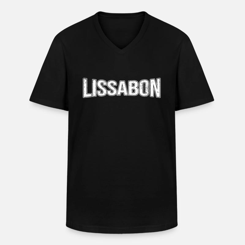 Lissabon - Männer-T-Shirt mit V-Ausschnitt - Schwarz