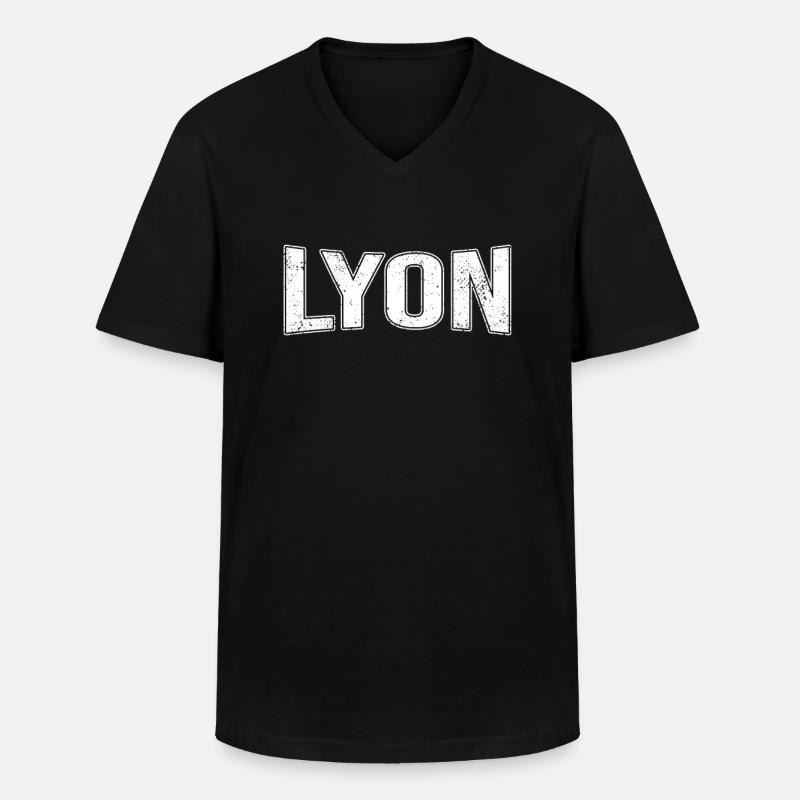 Lyon - Männer-T-Shirt mit V-Ausschnitt - Schwarz