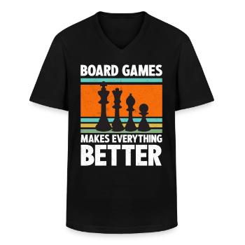 Board Games Makes Everything Better Chess Player - Männer-T-Shirt mit V-Ausschnitt - Schwarz - Vorne - AI Model Male 178 dark (178cm)