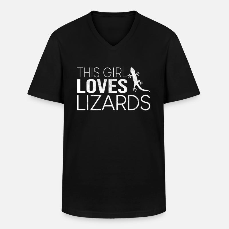 Dieses Mädchen liebt Eidechsen - Männer-T-Shirt mit V-Ausschnitt - Schwarz