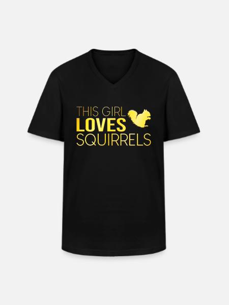 This girl loves squirrels - Men's V-Neck T-Shirt - black