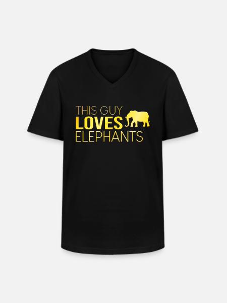 This guy loves elephants - Men's V-Neck T-Shirt - black