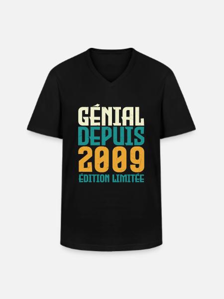 Génial depuis 2009 - T-shirt col V Homme - noir