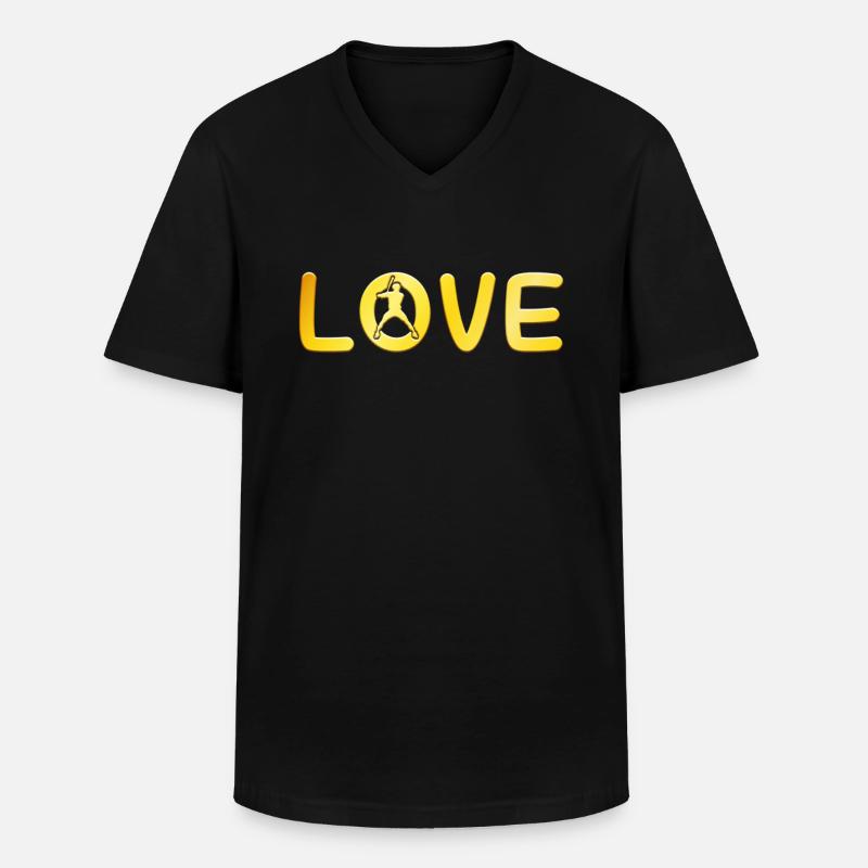 Baseball Liebe - Männer-T-Shirt mit V-Ausschnitt - Schwarz