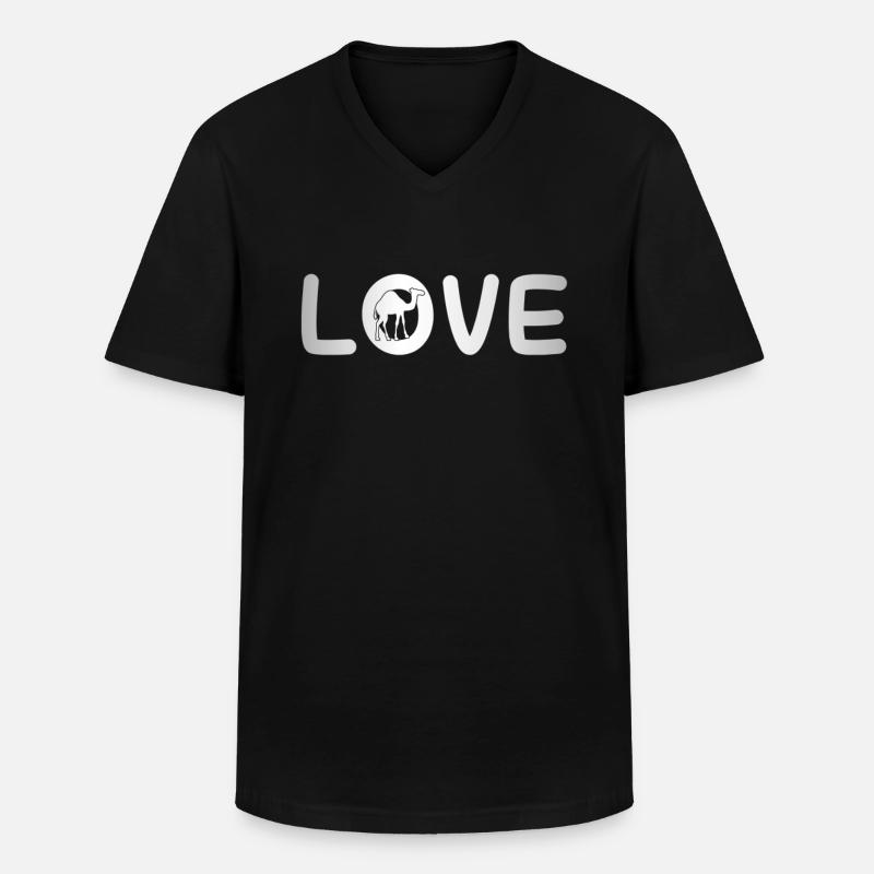 Dromedar Liebe - Männer-T-Shirt mit V-Ausschnitt - Schwarz