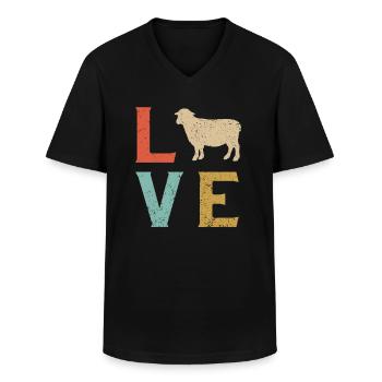 Ich mag Schafe T-Shirt Schafe - Männer-T-Shirt mit V-Ausschnitt - Schwarz - Vorne - AI Model Male 178 dark (178cm)