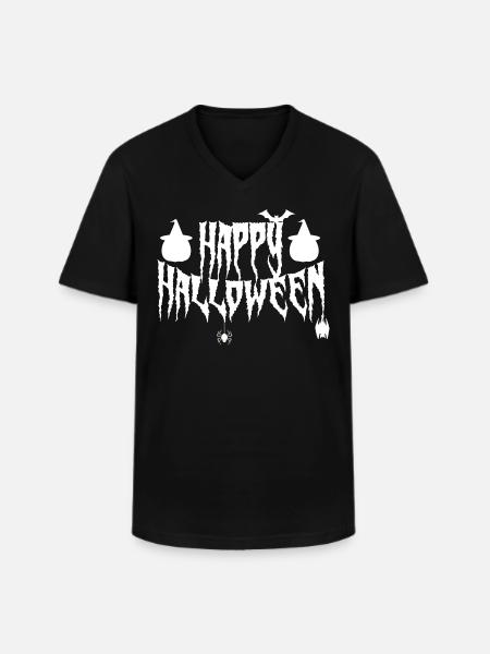 happy halloween - T-shirt col V Homme - noir