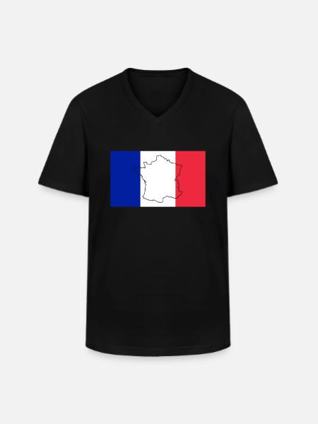 France Flag - Men's V-Neck T-Shirt - black
