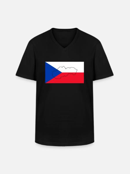 Czech Republic Flag - Men's V-Neck T-Shirt - black