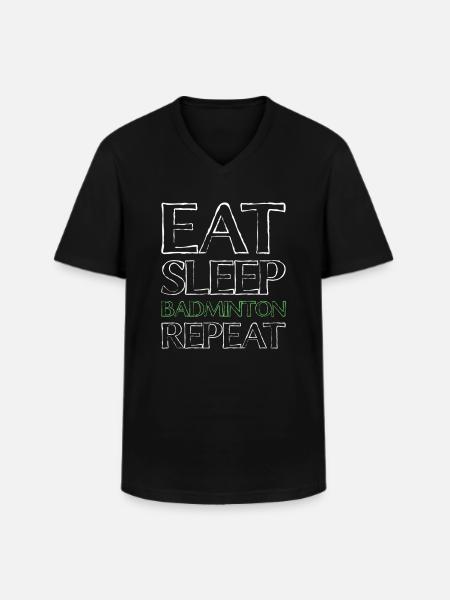 Eating Sleep Badminton - Men's V-Neck T-Shirt - black
