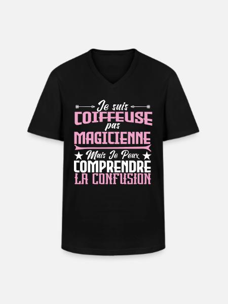 je suis Coiffeuse pas magicienne - T-shirt col V Homme - noir