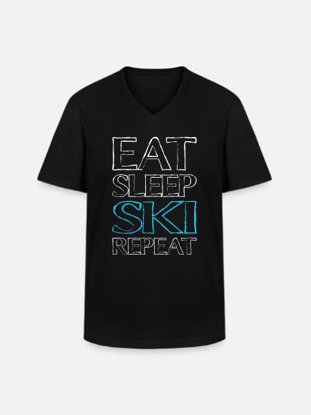 Eating Sleeping Ski - Men's V-Neck T-Shirt - black
