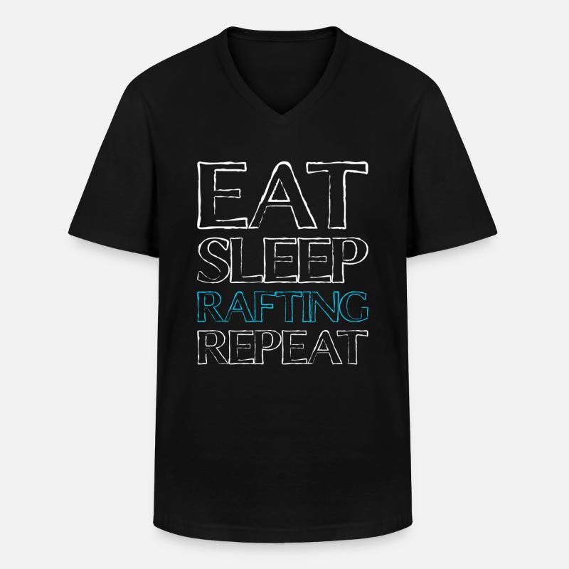 eat sleep rafting - Männer-T-Shirt mit V-Ausschnitt - Schwarz