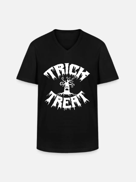 trick treat, Halloween. - Men's V-Neck T-Shirt - black