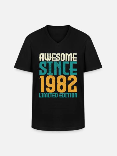 Awesome Since 1982 limited edition. - Men's V-Neck T-Shirt - black