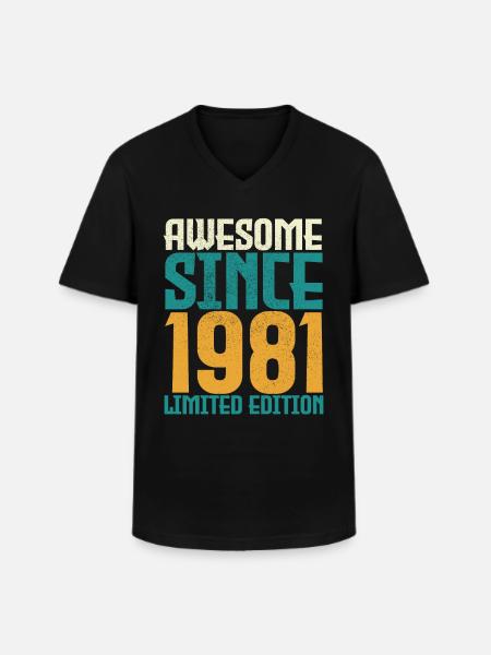 Awesome Since 1981 limited edition. - Men's V-Neck T-Shirt - black