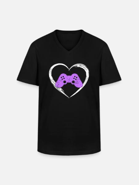 gaming love - Men's V-Neck T-Shirt - black