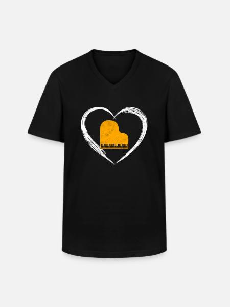 Klavier love - Männer-T-Shirt mit V-Ausschnitt - Schwarz