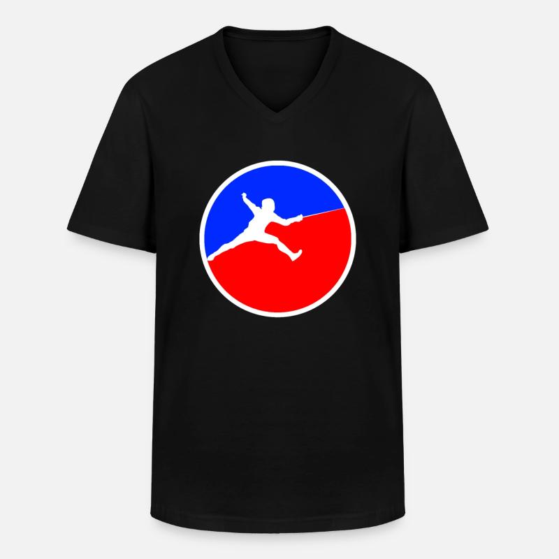 Fechten Logo - Männer-T-Shirt mit V-Ausschnitt - Schwarz