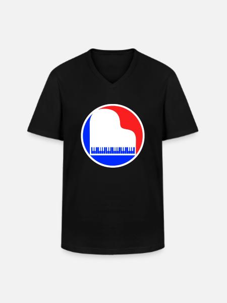 Piano Logo - Men's V-Neck T-Shirt - black
