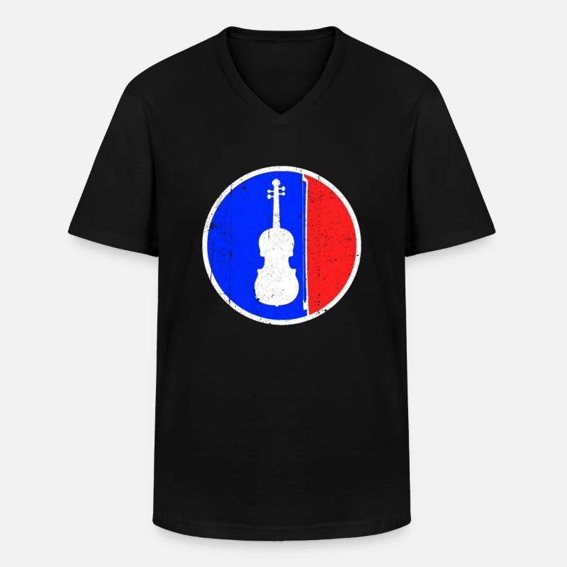 Geige Logo - Männer-T-Shirt mit V-Ausschnitt - Schwarz