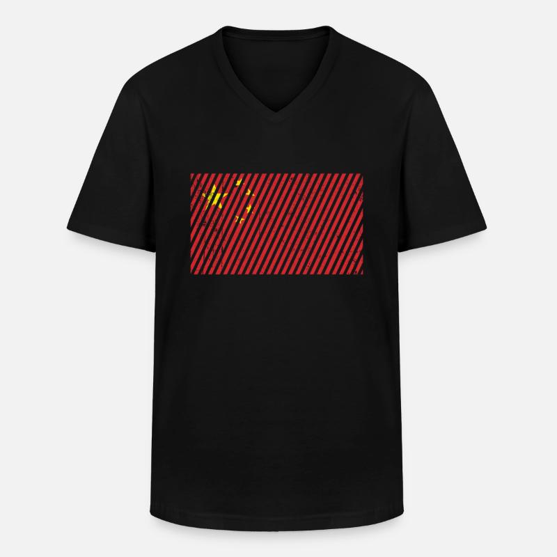 China Flagge - Männer-T-Shirt mit V-Ausschnitt - Schwarz