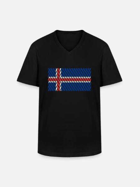 Iceland flag - Men's V-Neck T-Shirt - black