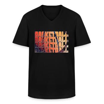 Basketball - Men's V-Neck T-Shirt - black - Front - AI Model Male 178 dark (178cm)