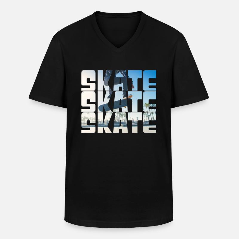 Skateboarding - Männer-T-Shirt mit V-Ausschnitt - Schwarz