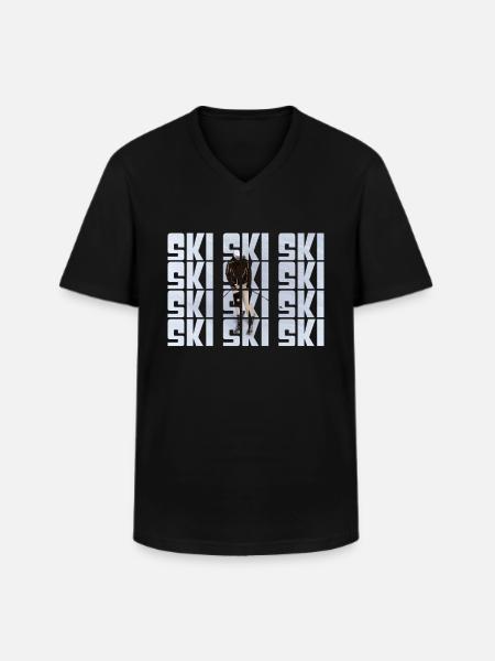 Ski - T-shirt col V Homme - noir